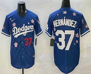 Men%27s Los Angeles Dodgers #37 Teoscar Hernandez Blue 2025 Tokyo Series Limited Jersey